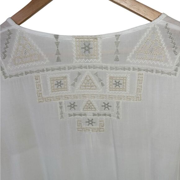 Monoreno Blouse Woman Size S Off White Crochet Monochromatic White Boho Top - Picture 7 of 10